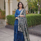 Tiered Rayon Anarkali with Jacquard Dupatta