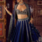 Navy Blue Thai Silk Lehenga with Sequin Work