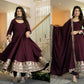 Wine Roman Silk Anarkali with Dupatta