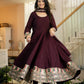 Wine Roman Silk Anarkali with Dupatta