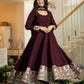 Wine Roman Silk Anarkali with Dupatta