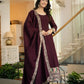Wine Roman Silk Anarkali with Dupatta