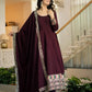 Wine Roman Silk Anarkali with Dupatta