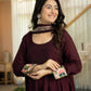 Wine Roman Silk Anarkali with Dupatta