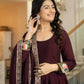 Wine Roman Silk Anarkali with Dupatta