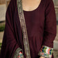 Wine Roman Silk Anarkali with Dupatta