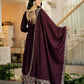 Wine Roman Silk Anarkali with Dupatta