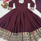 Wine Roman Silk Anarkali with Dupatta