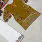 Mustard Embroidered Cotton Kurta Palazzo Set