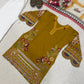 Mustard Embroidered Cotton Kurta Palazzo Set