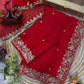 Red Rangoli Silk Saree with Net Dupatta