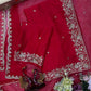 Red Rangoli Silk Saree with Net Dupatta
