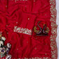 Red Rangoli Silk Saree with Net Dupatta