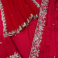Red Rangoli Silk Saree with Net Dupatta