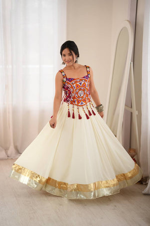 Rani Pink Mirror Work Lehenga Choli Set