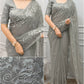 Rose Zari Embroidered Shimmer Silk Saree