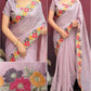 Floral Embroidered Pastel Chiffon Saree