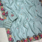 Floral Embroidered Pastel Chiffon Saree