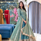 Teal Shimmer Silk Sequin Anarkali Set