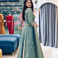 Teal Shimmer Silk Sequin Anarkali Set