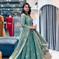 Teal Shimmer Silk Sequin Anarkali Set