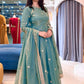 Teal Shimmer Silk Sequin Anarkali Set