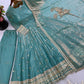 Teal Shimmer Silk Sequin Anarkali Set