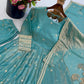 Teal Shimmer Silk Sequin Anarkali Set
