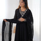 Fox Georgette Embroidered Black Anarkali Set with Bead and Zari Work