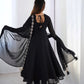 Fox Georgette Embroidered Black Anarkali Set with Bead and Zari Work