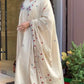 Cream Roman Mul Embroidered Kurta Set