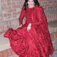 Red Tonal Embroidered Anarkali Suit Set