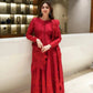 Red Tonal Embroidered Anarkali Suit Set