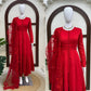 Red Tonal Embroidered Anarkali Suit Set