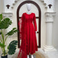 Red Tonal Embroidered Anarkali Suit Set