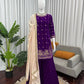 Embroidered Velvet Palazzo Suit Set