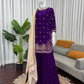 Embroidered Velvet Palazzo Suit Set