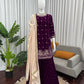 Embroidered Velvet Palazzo Suit Set