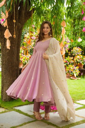 Embroidered Faux Georgette Anarkali Suit with Dupatta