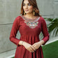 Embroidered Kesriya Silk Anarkali Set with Dupatta