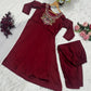 Embroidered Kesriya Silk Anarkali Set with Dupatta