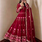 Lotus Embroidered Shimmer Silk Anarkali