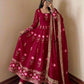 Lotus Embroidered Shimmer Silk Anarkali