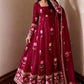 Lotus Embroidered Shimmer Silk Anarkali