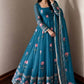 Lotus Embroidered Shimmer Silk Anarkali