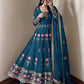 Lotus Embroidered Shimmer Silk Anarkali