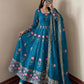Lotus Embroidered Shimmer Silk Anarkali