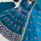 Lotus Embroidered Shimmer Silk Anarkali