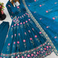 Lotus Embroidered Shimmer Silk Anarkali
