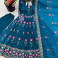 Lotus Embroidered Shimmer Silk Anarkali